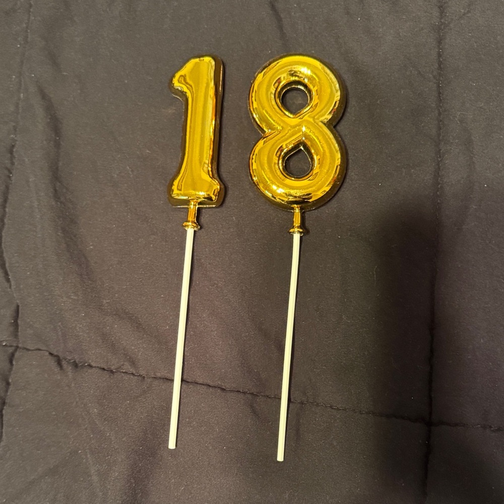 Gold Number 18 Cake Toppers